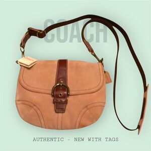 Coach Pink and Burgundy Suede Crossbody Bag